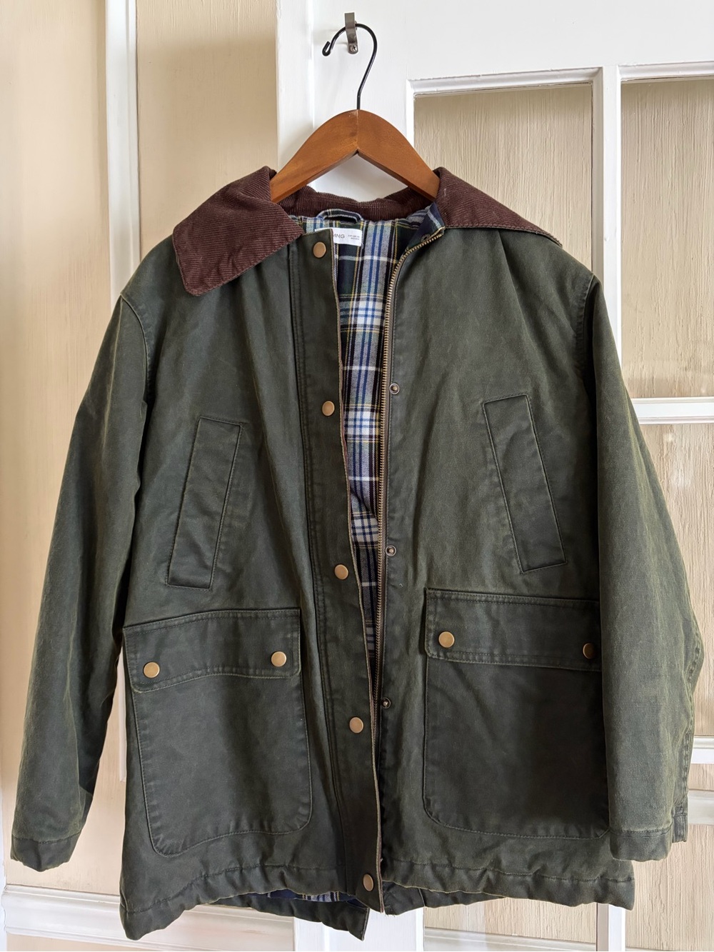 Mango Teen Olive Green Wax Jacket